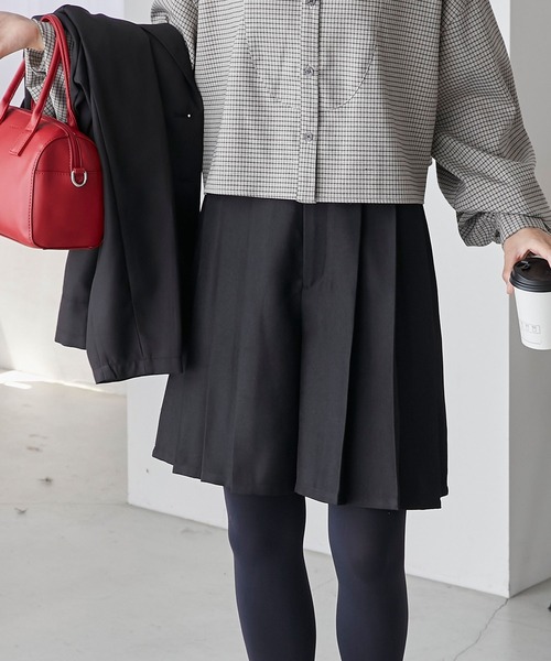 BONLECILL（ボンルシール）の「【セットアップ可能】クラシックプリーツキュロットパンツ（その他パンツ・レディース・ブラウン系1/ブラック系1/ブラウン系2/ブラック/ネイビー/チャコールグレー・L/M）」の9枚目の写真