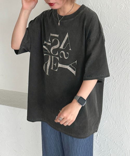 apres jour mignon(アプレジュールミニョン)の「ピグメントヴィンテージライクロックTシャツ3【ZOZOTOWN限定アイテム】(Tシャツ/カットソー・レディース・アイボリー/ブラック系その他2/その他/ブラック系その他/ネイビー・X-LARGE/フリー)」の11枚目の写真