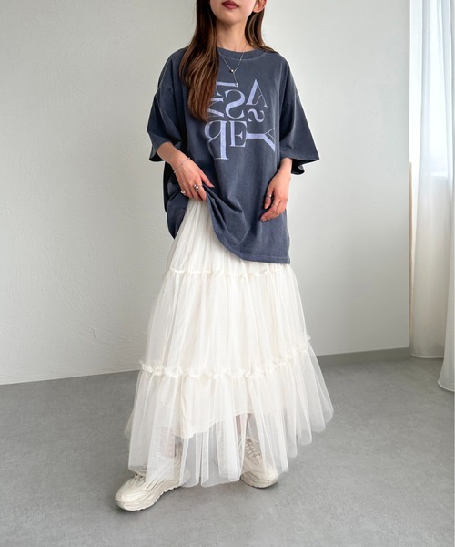 apres jour mignon(アプレジュールミニョン)の「ピグメントヴィンテージライクロックTシャツ3【ZOZOTOWN限定アイテム】(Tシャツ/カットソー・レディース・アイボリー/ブラック系その他2/その他/ブラック系その他/ネイビー・X-LARGE/フリー)」の22枚目の写真