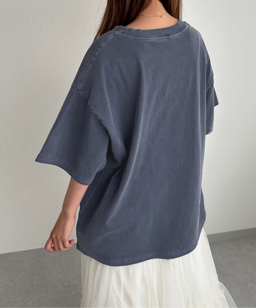 apres jour mignon(アプレジュールミニョン)の「ピグメントヴィンテージライクロックTシャツ3【ZOZOTOWN限定アイテム】(Tシャツ/カットソー・レディース・アイボリー/ブラック系その他2/その他/ブラック系その他/ネイビー・X-LARGE/フリー)」の12枚目の写真