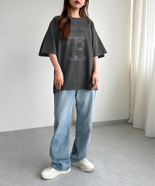 apres jour mignon(アプレジュールミニョン)の「ピグメントヴィンテージライクロックTシャツ3【ZOZOTOWN限定アイテム】(Tシャツ/カットソー・レディース・アイボリー/ブラック系その他2/その他/ブラック系その他/ネイビー・X-LARGE/フリー)」の13枚目の写真