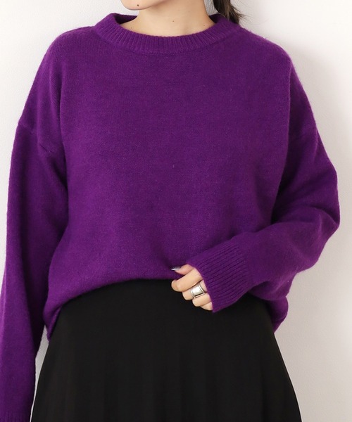 Chick（チック）の「クルーネックカラーニット（ニット/セーター・レディース・ネイビー/グレー/パープル/ピンク・FREE）」の4枚目の写真