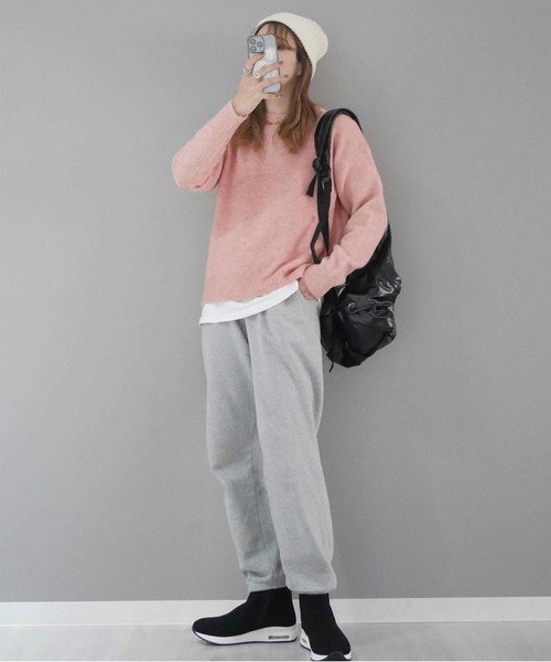 Chick（チック）の「クルーネックカラーニット（ニット/セーター・レディース・ネイビー/グレー/パープル/ピンク・FREE）」の8枚目の写真