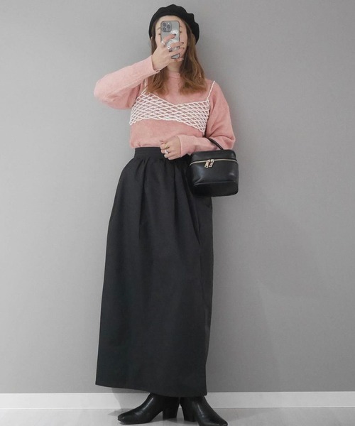 Chick（チック）の「クルーネックカラーニット（ニット/セーター・レディース・ネイビー/グレー/パープル/ピンク・FREE）」の9枚目の写真