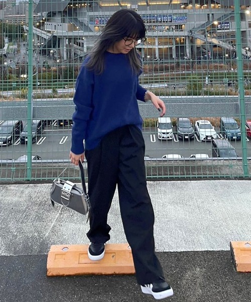 Chick（チック）の「クルーネックカラーニット（ニット/セーター・レディース・ネイビー/グレー/パープル/ピンク・FREE）」の5枚目の写真