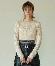 PRANK PROJECT | 【23AUTUMN予約商品】パネルレースクロップドトップ / Panel Lace Cropped Top(Tシャツ/カットソー)