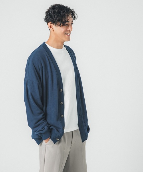 coca(coca)(コカ)の「メンズ裏パイルカーデ(カーディガン/ボレロ・メンズ・アイボリー/ブラック/ネイビー・M/L)」の3枚目の写真