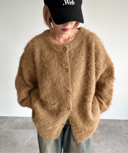 apres jour mignon（アプレジュールミニョン）の「起毛カーディガン【ZOZOTOWN限定アイテム】（カーディガン/ボレロ・レディース・ネイビー/チャコールグレー/ライトグレー/モカ/ブラック/マスタード・フリー/X-LARGE）」の6枚目の写真