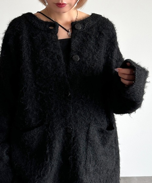 apres jour mignon（アプレジュールミニョン）の「起毛カーディガン【ZOZOTOWN限定アイテム】（カーディガン/ボレロ・レディース・ネイビー/チャコールグレー/ライトグレー/モカ/ブラック/マスタード・フリー/X-LARGE）」の3枚目の写真