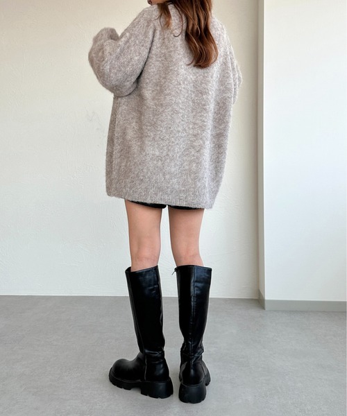 apres jour mignon（アプレジュールミニョン）の「起毛カーディガン【ZOZOTOWN限定アイテム】（カーディガン/ボレロ・レディース・ネイビー/チャコールグレー/ライトグレー/モカ/ブラック/マスタード・フリー/X-LARGE）」の7枚目の写真