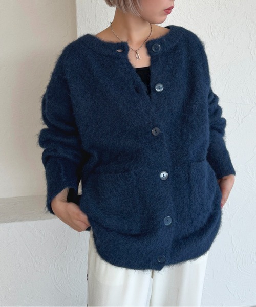 apres jour mignon（アプレジュールミニョン）の「起毛カーディガン【ZOZOTOWN限定アイテム】（カーディガン/ボレロ・レディース・ネイビー/チャコールグレー/ライトグレー/モカ/ブラック/マスタード・フリー/X-LARGE）」の9枚目の写真