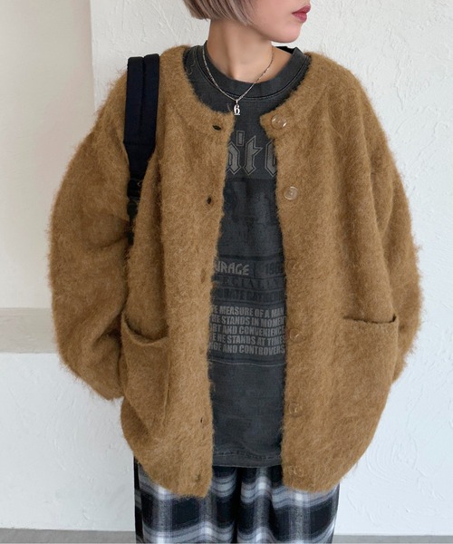 apres jour mignon（アプレジュールミニョン）の「起毛カーディガン【ZOZOTOWN限定アイテム】（カーディガン/ボレロ・レディース・ネイビー/チャコールグレー/ライトグレー/モカ/ブラック/マスタード・フリー/X-LARGE）」の17枚目の写真