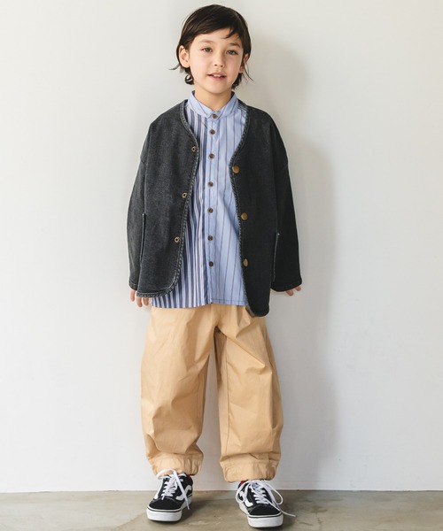 pairmanon（ペアマノン）の「【hug DENIM】上質デニムノーカラージャケット（デニムジャケット・キッズ・ブラック・110/100/130/120）」の3枚目の写真