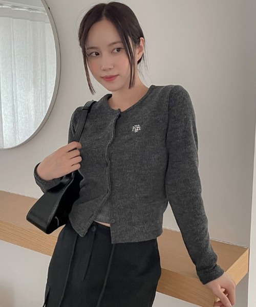 カーディガン A'GEM/9 × .kom「muah muah/ムーアムーア」SLIM FIT KNIT ZIPUP CARDIGAN/スリムフィット A'GEM/9 × .kom『muah muah/ムーアムーア』SLIM FIT KNIT ZIPUP