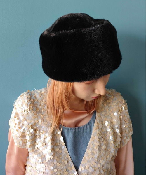 Casselini(キャセリーニ)の「Casselini(キャセリーニ)ロシア帽(ニットキャップ/ビーニー・レディース・アニマル/ブラック/ベージュ・FREE)」の5枚目の写真