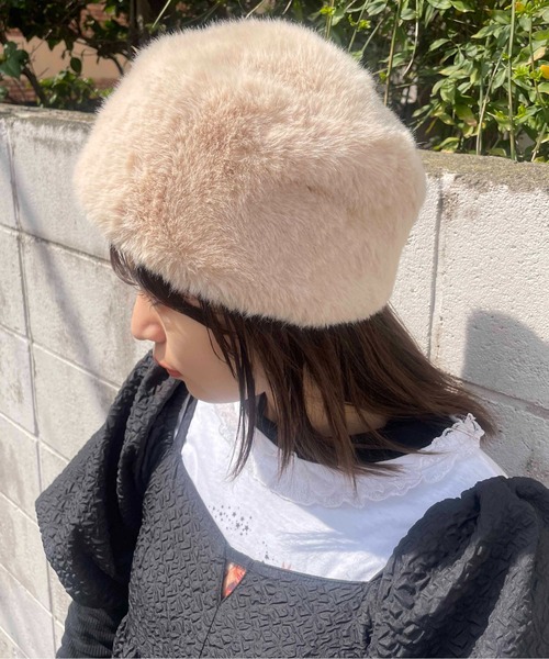 Casselini(キャセリーニ)の「Casselini(キャセリーニ)ロシア帽(ニットキャップ/ビーニー・レディース・アニマル/ブラック/ベージュ・FREE)」の9枚目の写真
