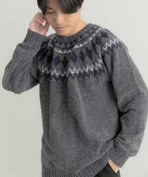 求心柄モールクルーネックニット