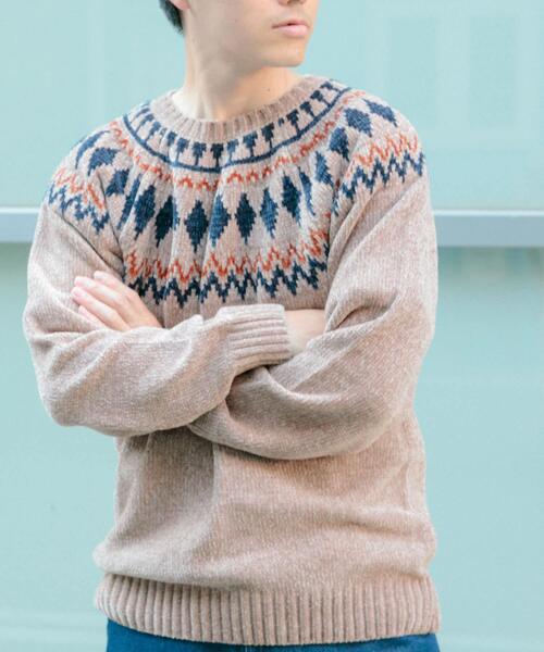 ITEMS URBANRESEARCH（アイテムズ アーバンリサーチ）の「求心柄モールクルーネックニット（ニット/セーター・メンズ・ベージュ/オフホワイト/グレー/ブラック・MEDIUM/LARGE）」の11枚目の写真