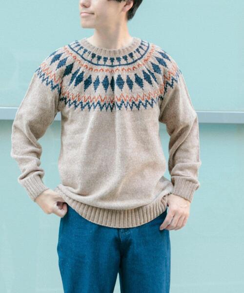 ITEMS URBANRESEARCH（アイテムズ アーバンリサーチ）の「求心柄モールクルーネックニット（ニット/セーター・メンズ・ベージュ/オフホワイト/グレー/ブラック・MEDIUM/LARGE）」の13枚目の写真