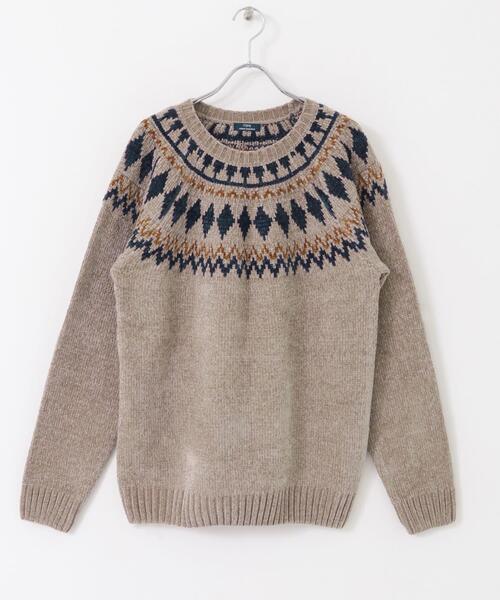 ITEMS URBANRESEARCH（アイテムズ アーバンリサーチ）の「求心柄モールクルーネックニット（ニット/セーター・メンズ・ベージュ/オフホワイト/グレー/ブラック・MEDIUM/LARGE）」の14枚目の写真