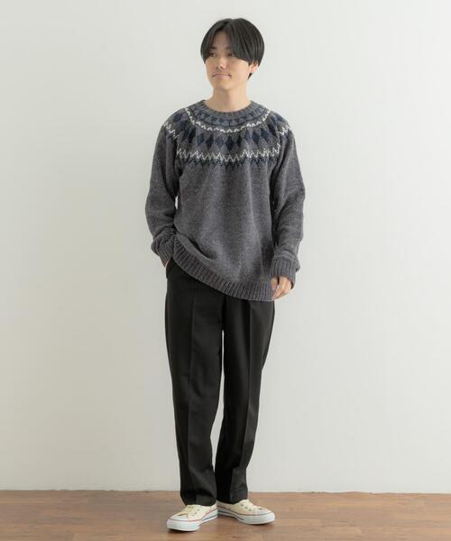 ITEMS URBANRESEARCH（アイテムズ アーバンリサーチ）の「求心柄モールクルーネックニット（ニット/セーター・メンズ・ベージュ/オフホワイト/グレー/ブラック・MEDIUM/LARGE）」の19枚目の写真