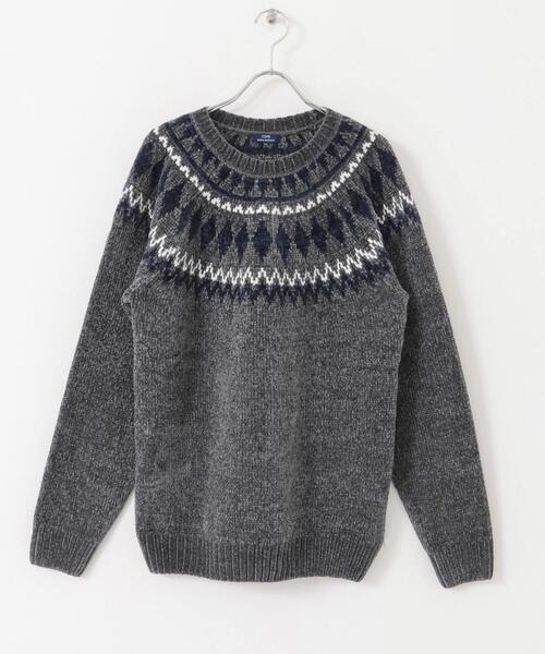 ITEMS URBANRESEARCH（アイテムズ アーバンリサーチ）の「求心柄モールクルーネックニット（ニット/セーター・メンズ・ベージュ/オフホワイト/グレー/ブラック・MEDIUM/LARGE）」の21枚目の写真