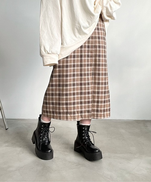 Nana(ナナ)（ナナ）の「チェックスリットナロースカート（スカート