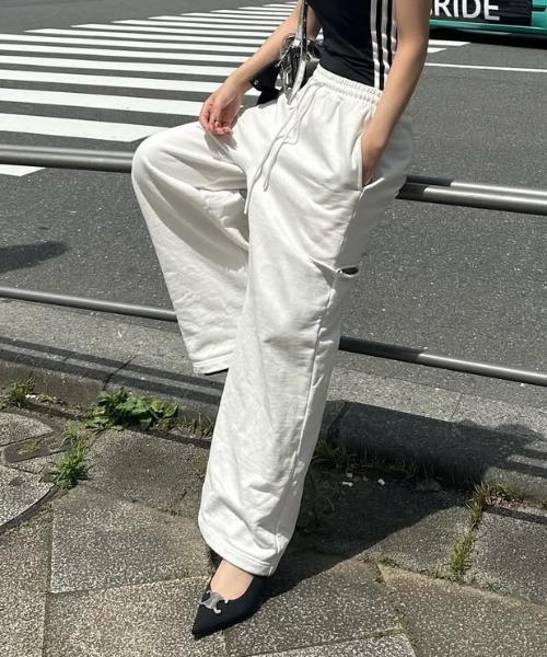 新品　JOSE MOON サイドスリットスウェットパンツ　ホワイト　■C995 SIDE SLIT SWEAT PANTS/サイドスリットスウェットパンツ（スウェット