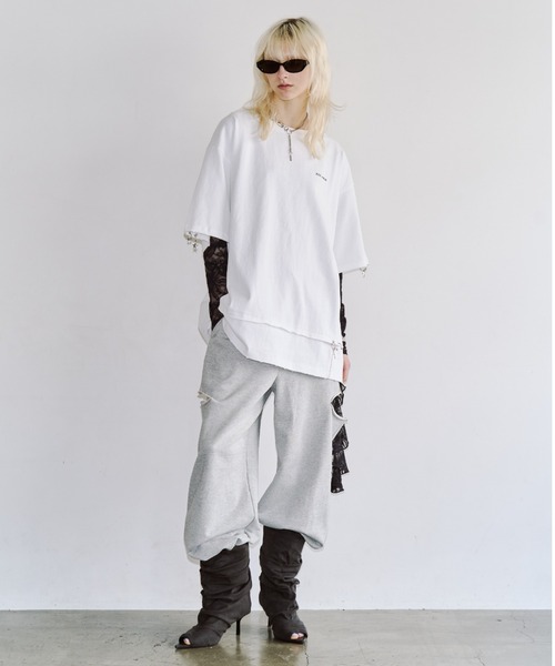 josemoon サイドスリット ホワイトスウェットパンツ SIDE SLIT SWEAT PANTS/サイドスリットスウェットパンツ（スウェット