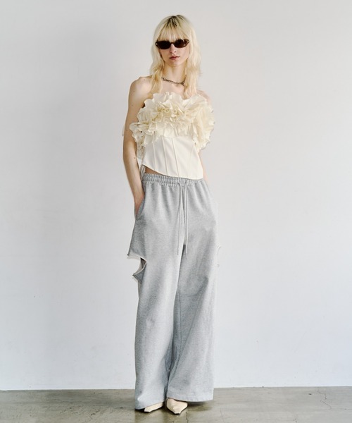 josemoon サイドスリット ホワイトスウェットパンツ SIDE SLIT SWEAT PANTS/サイドスリットスウェットパンツ（スウェット