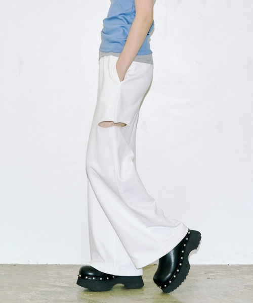 josemoon サイドスリット ホワイトスウェットパンツ SIDE SLIT SWEAT PANTS/サイドスリットスウェットパンツ（スウェット