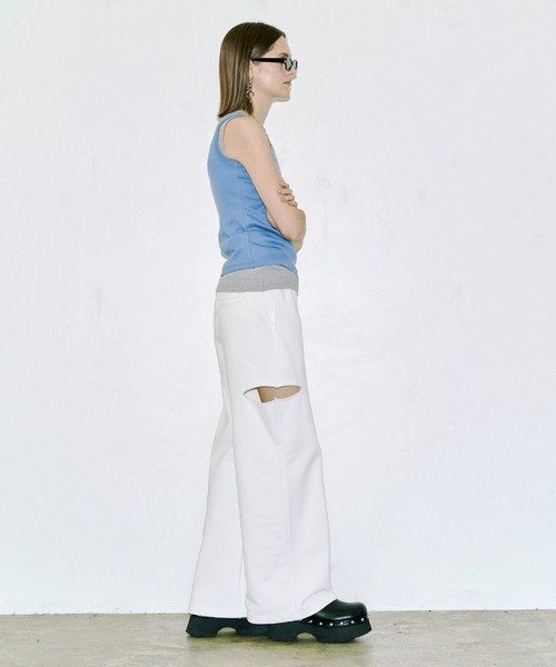 josemoon サイドスリット ホワイトスウェットパンツ SIDE SLIT SWEAT PANTS/サイドスリットスウェットパンツ（スウェット