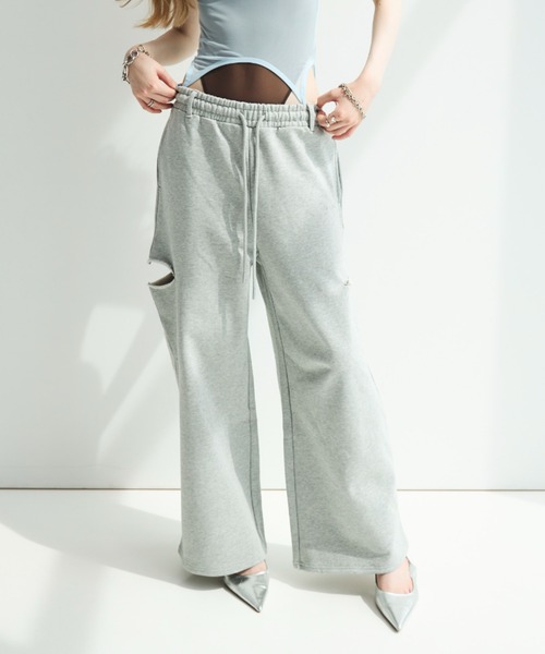 JOSE MOON(ジョゼムーン)の「SIDE SLIT SWEAT PANTS/サイドスリットスウェットパンツ(スウェットパンツ・レディース・ブラック/ホワイト/グレー/ブラウン・FREE/38/36)」の16枚目の写真