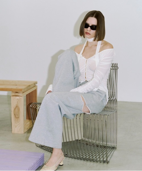 josemoon サイドスリット ホワイトスウェットパンツ SIDE SLIT SWEAT PANTS/サイドスリットスウェットパンツ（スウェット