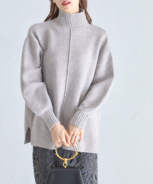 tocco closet（トッコ　クローゼット）の「ミルドライクウールハイネックニットプルオーバー（ニット/セーター・レディース・ピンクベージュ/グレー/オフホワイト/ブルー・M）」の19枚目の写真