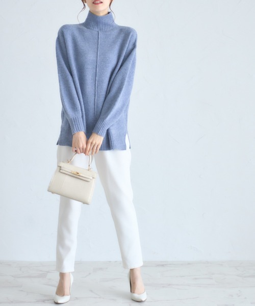 tocco closet（トッコ　クローゼット）の「ミルドライクウールハイネックニットプルオーバー（ニット/セーター・レディース・ピンクベージュ/グレー/オフホワイト/ブルー・M）」の22枚目の写真