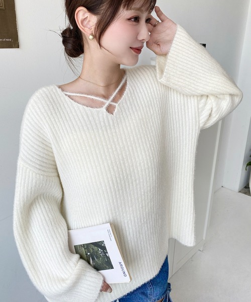 新品✦︎ルスーク❤︎シフォン レイヤード❤︎ニットプルオーバー ルーミーなプルオーバーのキット | chocoshoe online store