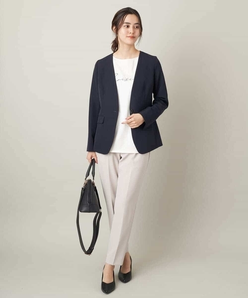 a.v.v（アーヴェヴェ）の「【洗える/イージーケア】ダブルクロステーパードパンツ（スーツパンツ・レディース・ブラック/ネイビー/ライトグレー・38/36/34/40/42）」の6枚目の写真