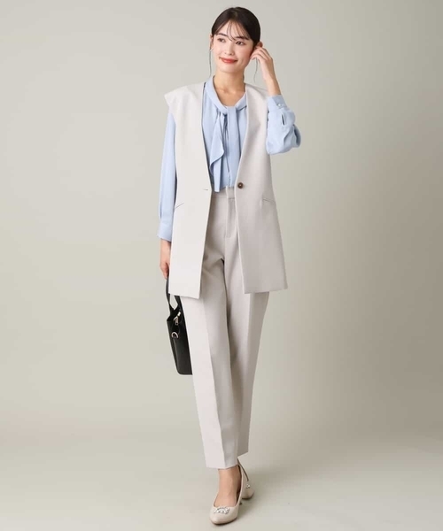 a.v.v（アーヴェヴェ）の「【洗える/イージーケア】ダブルクロステーパードパンツ（スーツパンツ・レディース・ブラック/ネイビー/ライトグレー・38/36/34/40/42）」の12枚目の写真