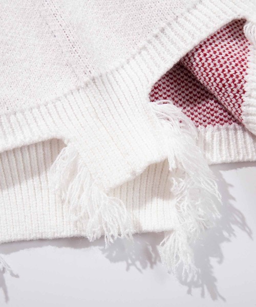 HOOK(フック)の「HOOK -original- 傷だらけのアシンメトリーニットベスト(ベスト・メンズ・ホワイト/ブラック/ホワイト系その他・M/L/XL)」の8枚目の写真