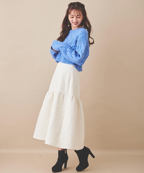 31 Sons de mode（トランテアン　ソン　ドゥ　モード）の「パール付きケーブルニット（ニット/セーター・レディース・ライトグレー/オフホワイト/ブラック/ブルー・36）」の14枚目の写真