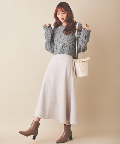 31 Sons de mode（トランテアン　ソン　ドゥ　モード）の「パール付きケーブルニット（ニット/セーター・レディース・ライトグレー/オフホワイト/ブラック/ブルー・36）」の21枚目の写真