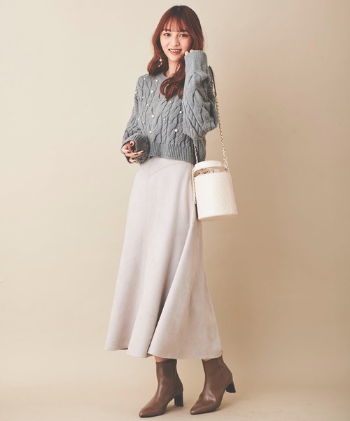 31 Sons de mode（トランテアン　ソン　ドゥ　モード）の「パール付きケーブルニット（ニット/セーター・レディース・ライトグレー/オフホワイト/ブラック/ブルー・36）」の22枚目の写真