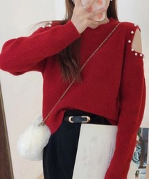 ニットトップス 肩出し ニットソー 長袖