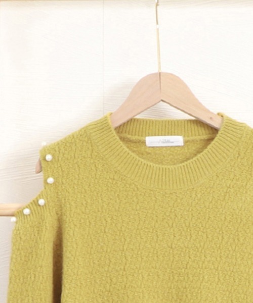 Miniministore（ミニミニストア）の「ニットトップス 肩出し ニットソー 長袖（ニット/セーター・レディース・ピンク/イエロー/ワインレッド/オフホワイト・フリー）」の19枚目の写真