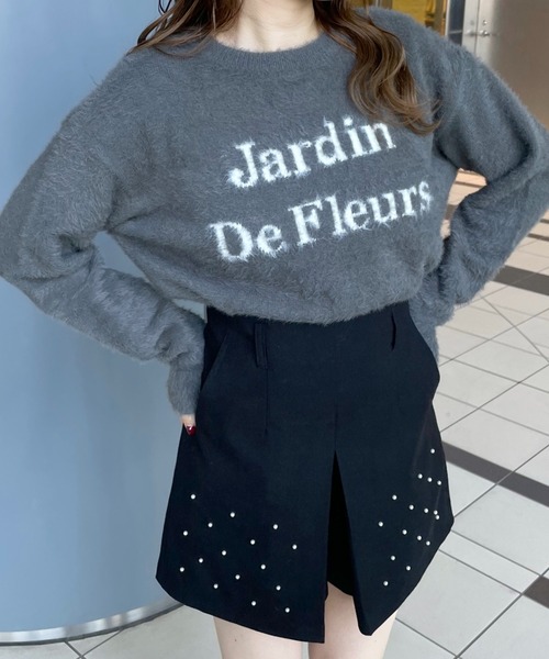 mysty woman（ミスティウーマン）の「シャギーロゴニットプルオーバー　104218（ニット/セーター・レディース・ピンク/オフホワイト/チャコールグレー・FREE）」の6枚目の写真