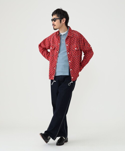 BEAMS PLUS（ビームスプラス）の「BEAMS PLUS / ナイロン プリント スポーツ シャツ ジャケット（ブルゾン・メンズ・ネイビー/レッド・M/S/XL/L）」の4枚目の写真
