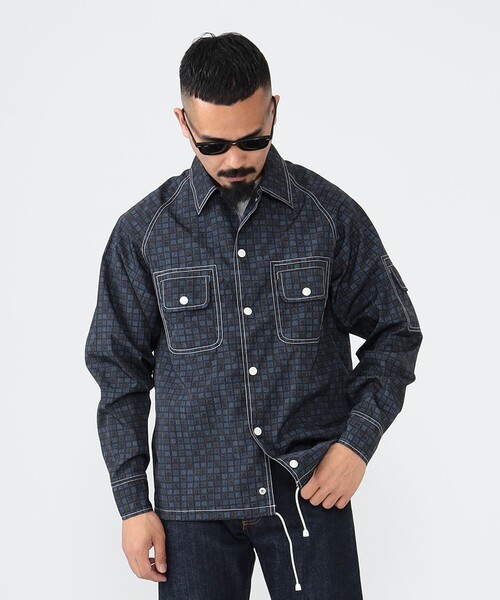BEAMS PLUS（ビームスプラス）の「BEAMS PLUS / ナイロン プリント スポーツ シャツ ジャケット（ブルゾン・メンズ・ネイビー/レッド・M/S/XL/L）」の9枚目の写真