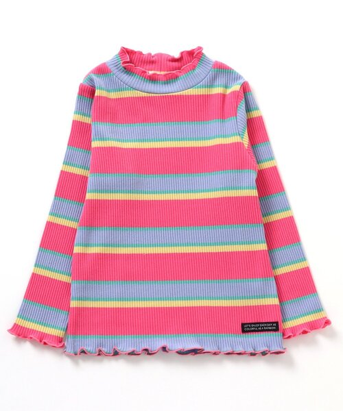 BREEZE(ブリーズ)の「ボーダーリブロンT(Tシャツ/カットソー・キッズ・ブラック/グリーン/ライム/ピンク・110/80/140/100/90/120/130)」の4枚目の写真