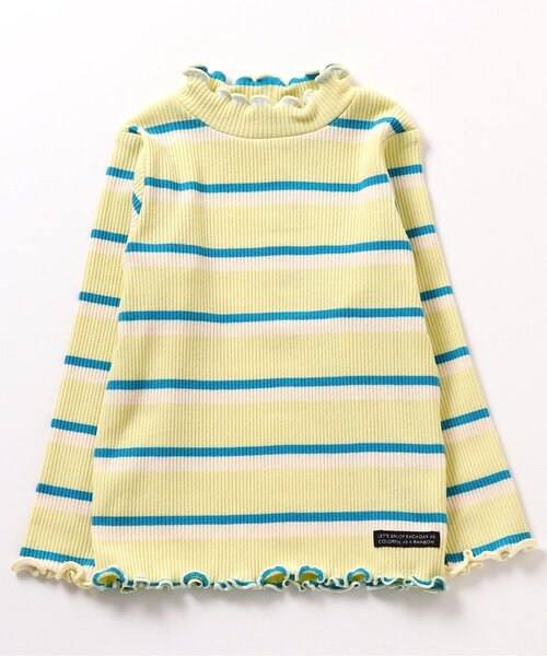 BREEZE(ブリーズ)の「ボーダーリブロンT(Tシャツ/カットソー・キッズ・ブラック/グリーン/ライム/ピンク・110/80/140/100/90/120/130)」の2枚目の写真